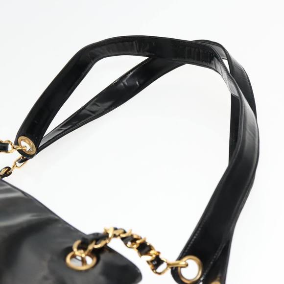CHANEL COCO Mark Chain Shoulder Bag Patent leather Black Gold CC Auth bs18484 - Picture 8 of 16